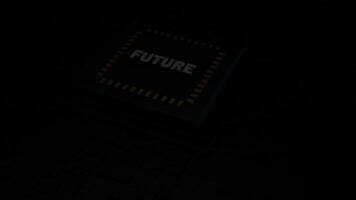 Abstract micro chip with the word future. Design. Visualization of a modern circuit board. video