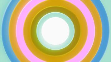 Background of pulsating colored rings. Motion. Colored circles pulsate in slow rhythm. Background of colored circles moving centrally and pulsating video