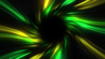 Green and gray phantom appearing. Motion.Black background with emerging lines of light in abstraction. video
