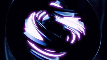 Playing light lines made like a magic ball. Design. Black background on which light walks in animation. video
