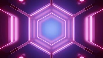An endless tunnel of hexagons. Design. Futuristic sci fi colorful tunnel on a dark background. video