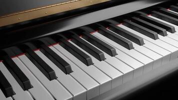 3D animation of piano playing. Design. Piano keys play themselves. Ghostly playing on keys of realistic piano. Music and instruments video
