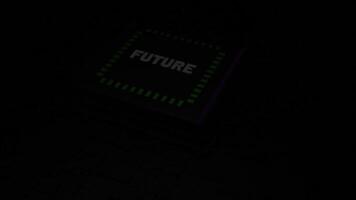 Abstract micro chip with the word future. Design. Visualization of a modern circuit board. video
