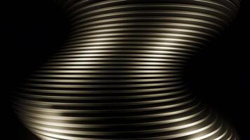 3D tube moves in waves with stripes. Design. Wavy tube moves with curves on black background. 3d Metal pipe Shape with wavy movements video