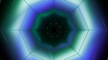 Illusion of moving tunnel with geometric lines. Design. Octagonal figure with lines moves in tunnel. Hypnotic tunnel with geometric shape and lines video