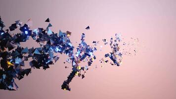 Pink and gray background. Design.Light pieces of glass in animation that flutter as if in the wind. video