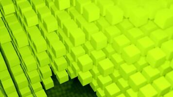 3D space with cubic shapes and steps. Design. 3D shapes and abstract hills in cyberspace. Projection of squares with spatial depth on black background video