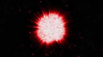Cosmic explosion with formation of ball. Motion. Bright explosion of cosmic star with formation of planet. Explosion with particle compaction in outer space video