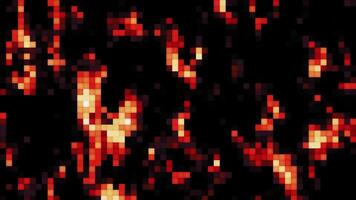 Shimmering pixel pattern moves on black background. Motion. Bright flickering pixels move in stream. Computer stream with flickering pixels video