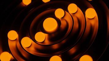 Green and orange background with a maze of balls. Design. Bright balls rolling in different directions that rotate made in 3D format. video