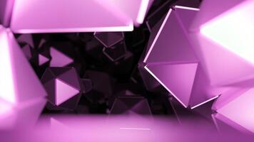Dark background. Design. Purple and green sparkling diamonds make up the corridor in abstraction. video