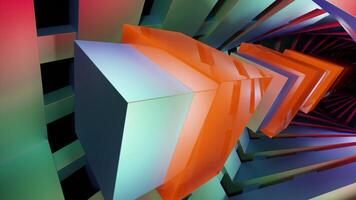 Bright multi-colored sliding squares. Design. Light geometric animation that moves in different directions. video