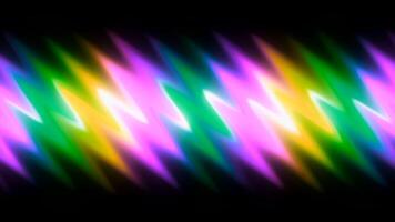 A distorted zigzag background that is moving on a black background. Motion. Blurred zigzag rainbow color stripes. video