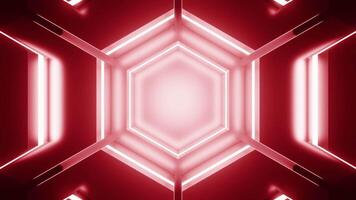 Kaleidoscopic neon background. Design. Moving inside colorful hexagonal tunnel. video