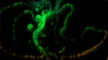 Moving electric pulses on black background. Motion. Abstract brain impulses with colorful lines on black background. Colorful electric pulses move in circular wave bends video