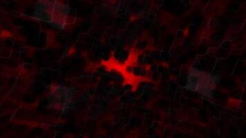 Dark red and dark green moving background. Motion. Small black squares scattered in a chaotic manner move in different directions in the animation. video