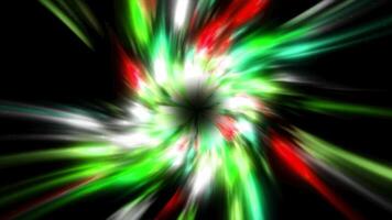 Black background. Motion.Light green and white illuminated stripes creating a hurricane in abstraction. video