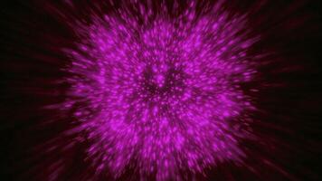 Bright flashes of light. Motion. Bright pink fireworks and green depths of smoke in the animation scatter in different directions on a black background. video