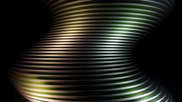 astratto spirale rotante splendore linee, computer generato sfondo. design. metallo foderato tornado forma su un' nero sfondo. video