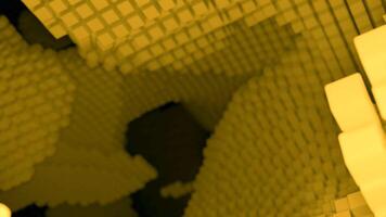 Yellow and white hole in the mountain. Design.Dark empty tunnel under yellow and white squares in abstraction. video