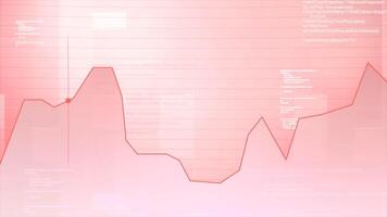 Purple and gray light graph. Motion.A point moving along a graph line that goes up and down in animation. video