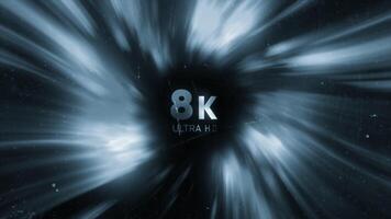 Black background. Motion. A bright white stream of light in the animation of a cartoon effect spreading in different directions and written in 8k ultra wide-high quality. video