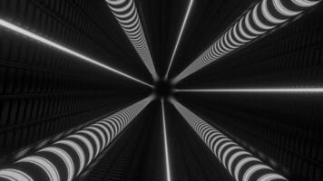 Dark background with green and white lights inside. Design.Deep dark space with backlight animation that moves inward. video