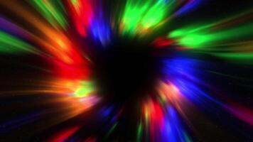Multicolored portal. Motion.A black sky with a bright portal appearing in abstraction that rotates in different directions with streams of light. video