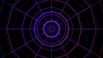 Pulsating motion of round shapes on a dark background. Design. Rings looking like spider web. video