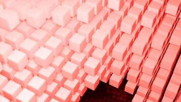 Abstract network reality with flying cubic shapes. Design. Giant structure made of small same size blocks. video