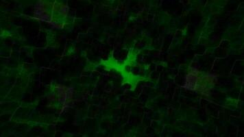 Dark red and dark green moving background. Motion. Small black squares scattered in a chaotic manner move in different directions in the animation. video