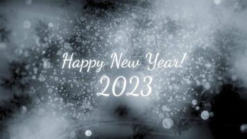 White and orange greeting card. Motion. Black background with congratulations on the upcoming year 2023 made in animation. video