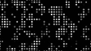 Gray flickering circles. Motion. Iridescent circles like a garland on a black background in animation video