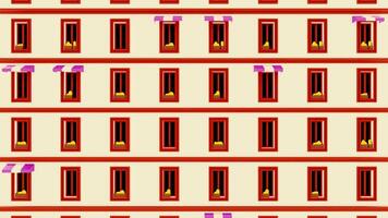 Bright walls from houses in animation. Design.Multicolor patterns of different color shades that move down. video
