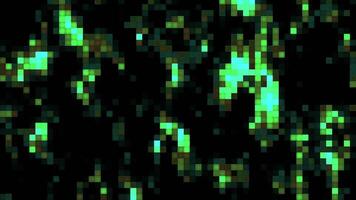 Shimmering pixel pattern moves on black background. Motion. Bright flickering pixels move in stream. Computer stream with flickering pixels video