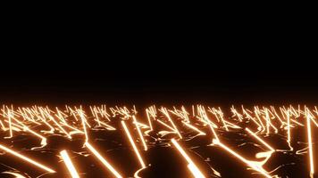 Black background with illuminated lasers. Design.Animation with orange and blue small shelves that are located next to each other. video