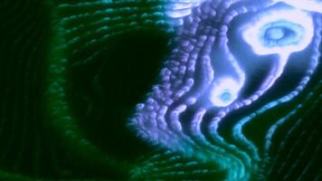 Futuristic plasma waves with bends. Motion. Colorful glowing lines move in electromagnetic field with bends. Wave curves in flows of electro plasma spectrum video