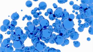 Abstract stream of smal moving bright spheres on a white background. Design. Bubbles flowing underwater. video