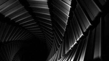 Abstract swirl tunnel in black and white colors. Design. Monochrome rotating and bending texture, striped vortex. video