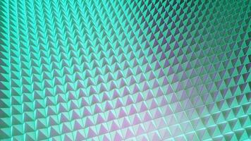 Abstract background with animation of rotating colorful glossy grid. Design. Spinning field of 3D tiny pyramid shapes in many rows. video