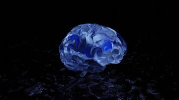 Abstract visualization of rotating human brain isolated on a black background. Design. Concept of science and medicine. video