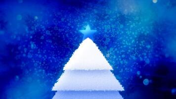Blue and orange bright New Year background. Motion. A bright abstraction with a New Year 's greeting and New Year 's decorated fir trees appearing. video