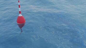 The float on waves above and under water. Design. Concept of fishing hobby, realistic animation. video