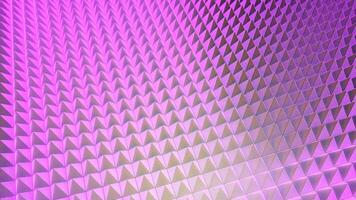 Abstract background with animation of rotating colorful glossy grid. Design. Spinning field of 3D tiny pyramid shapes in many rows. video