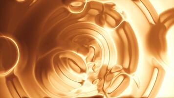 Hypnotic calm effect of liquid surface with silhouettes of bubbles and rings. Motion. Bright smooth transforming shape. video