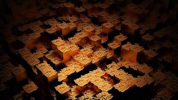 Surface of moving squares. Design. Squares moving in chaotic waves. 3D squares move with dot texture on surface video