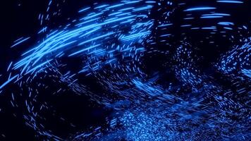 Abstract stream of colorful particles. Design. 3D futuristic background with abstract movement of blue neon dots. video