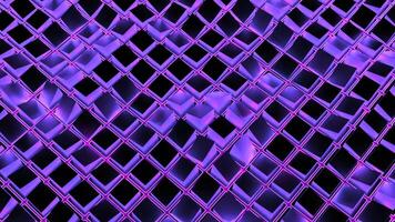 3d cubi mossa nel neon cellule. design. onda movimenti di piazze nel neon cellule. 3d piazze su superficie mossa nel onde con neon leggero video
