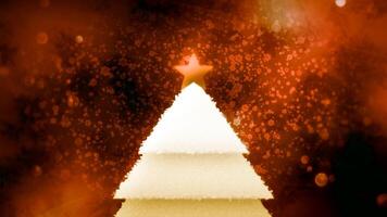 Blue and orange bright New Year background. Motion. A bright abstraction with a New Year 's greeting and New Year 's decorated fir trees appearing. video