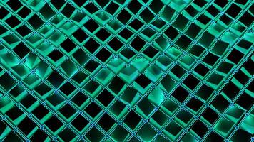 3d cubi mossa nel neon cellule. design. onda movimenti di piazze nel neon cellule. 3d piazze su superficie mossa nel onde con neon leggero video
